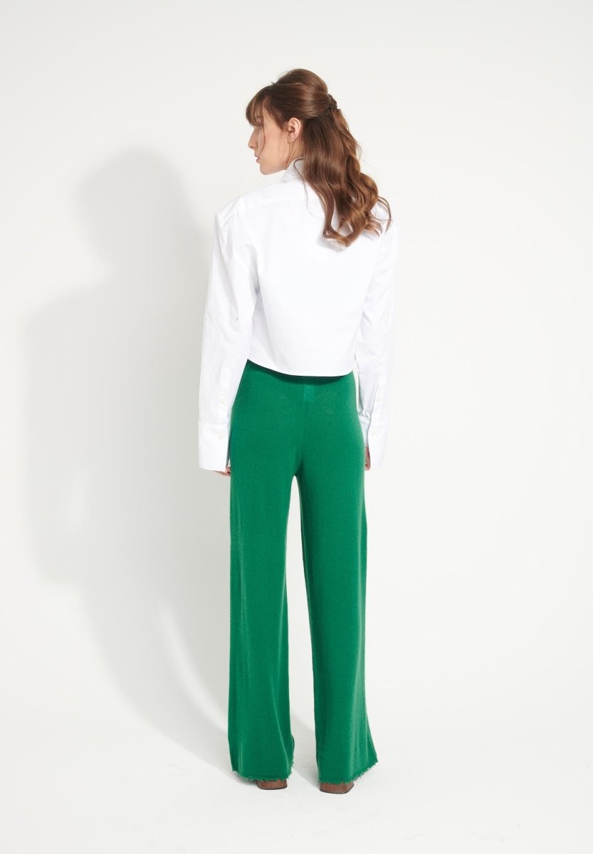 Pantalon cachemire vert émeraude femme - AVA 15-4