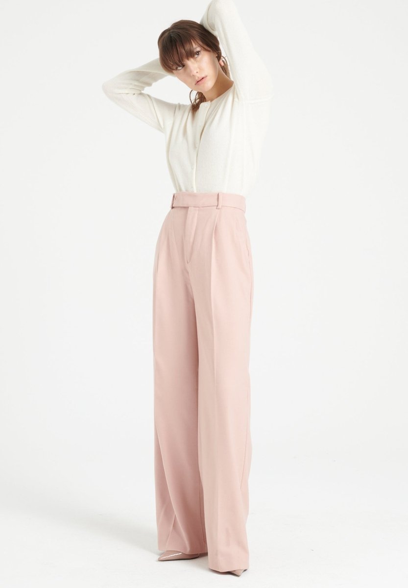 Cardigan col rond cachemire écru femme - LILLY 4A-1
