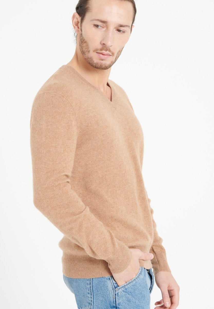 Pull col V cachemire camel homme - LUKE 1-2