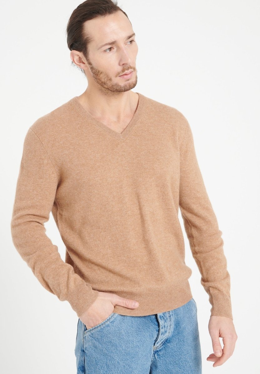 Pull col V cachemire camel homme - LUKE 1-0