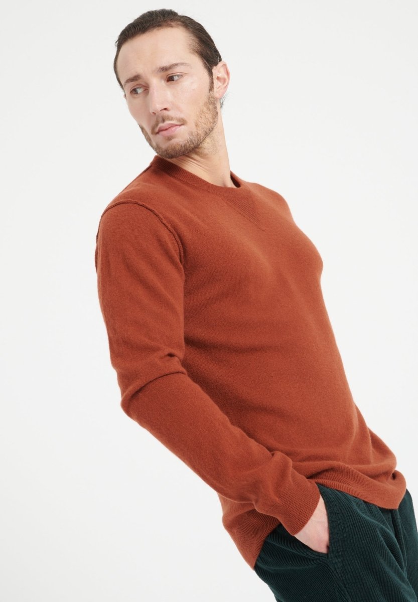 Pull col rond cachemire terracotta homme - LUKE 12