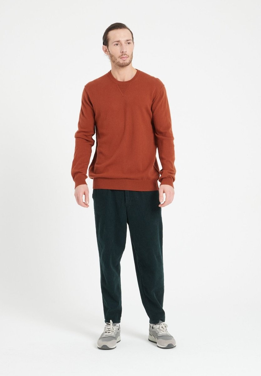 Pull col rond cachemire terracotta homme - LUKE 12