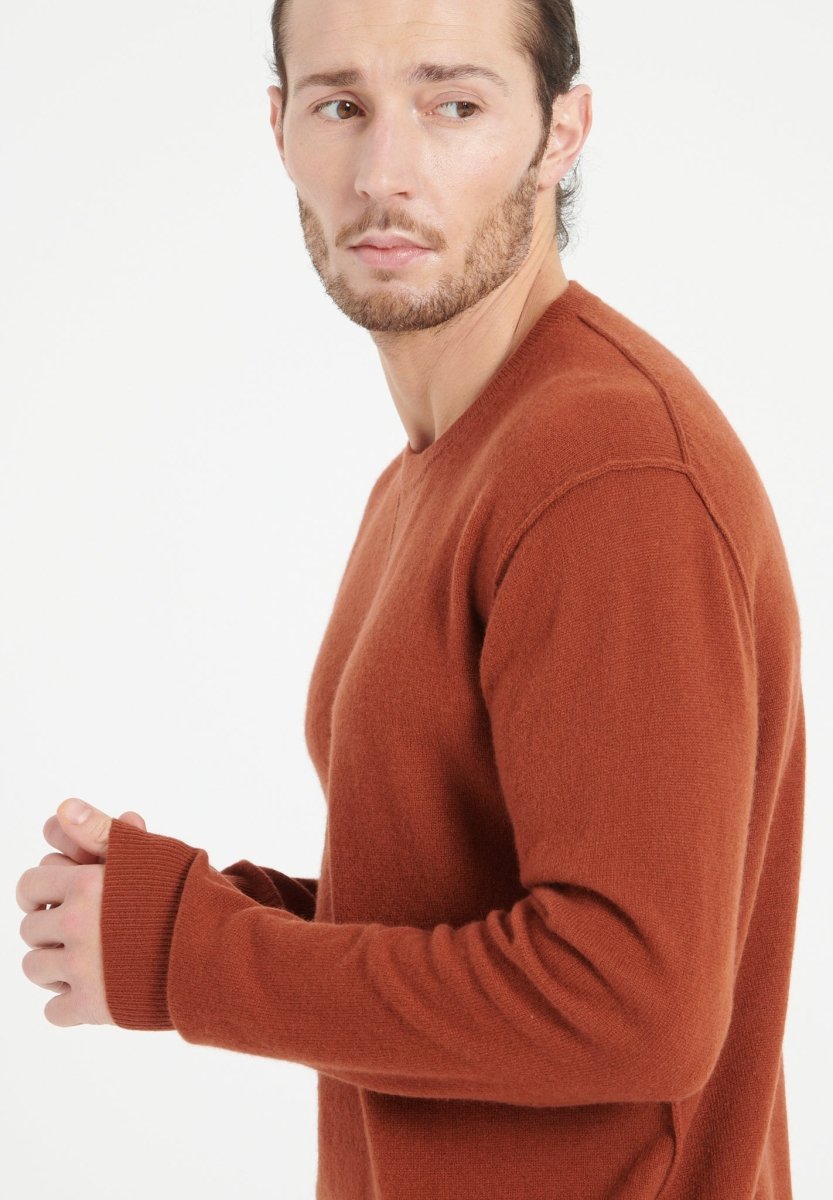 Pull col rond cachemire terracotta homme - LUKE 12