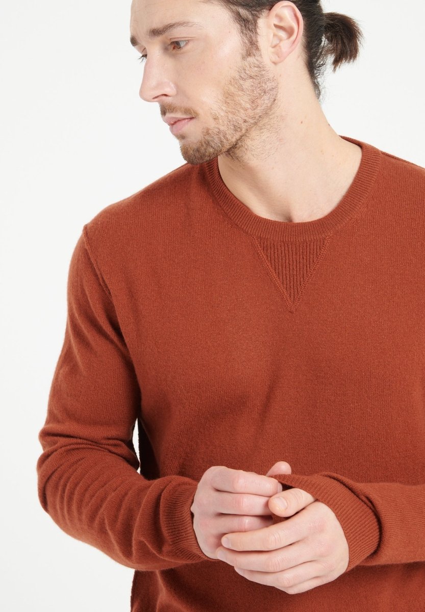Pull col rond cachemire terracotta homme - LUKE 12