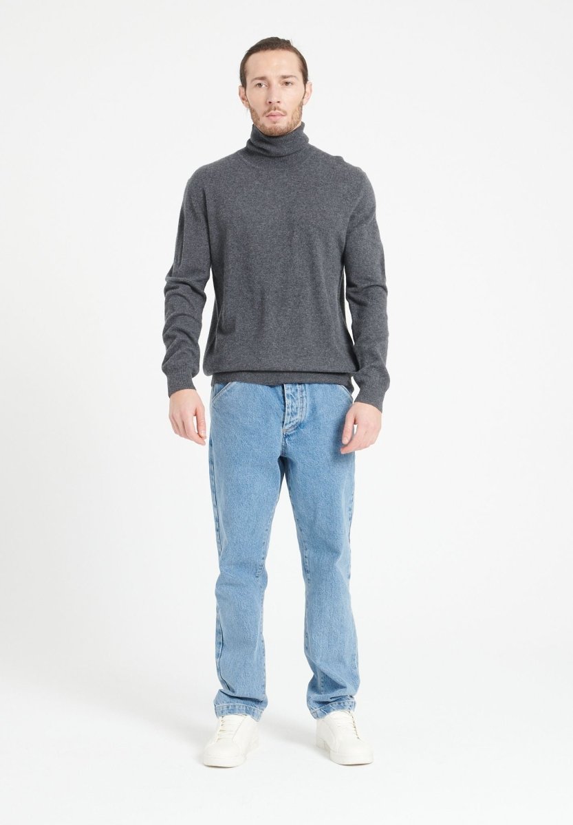 Pull col roulé cachemire gris anthracite homme - LUKE 3-1