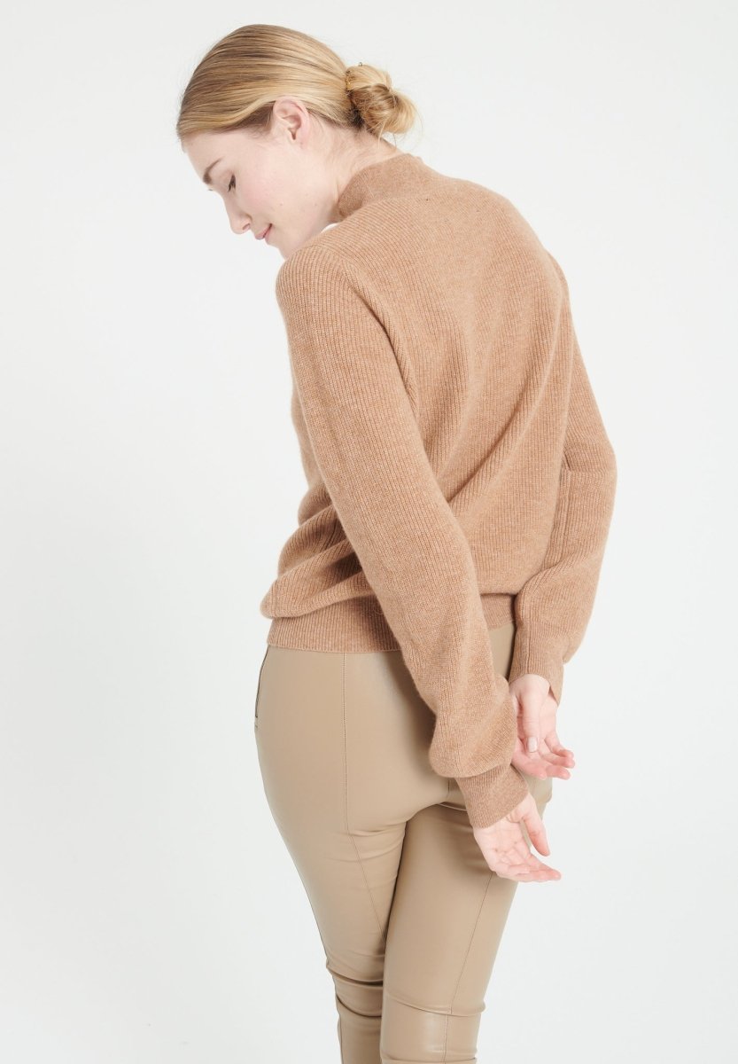 Pull col montant cachemire camel femme - MIA 1-4