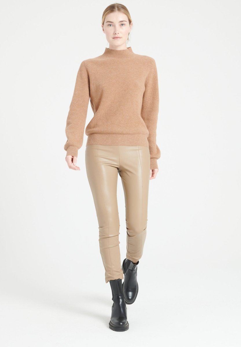 Pull col montant cachemire camel femme - MIA 1-1