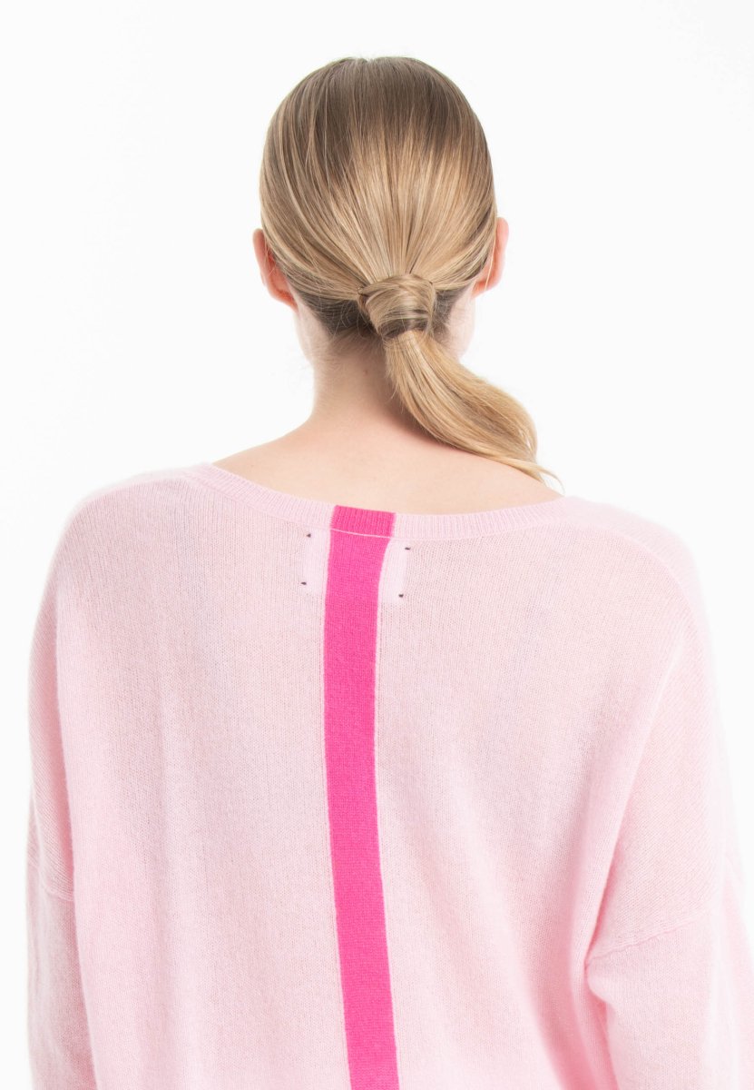 Pull col V cachemire rose baby/rose indien femme - NAMI 23-0