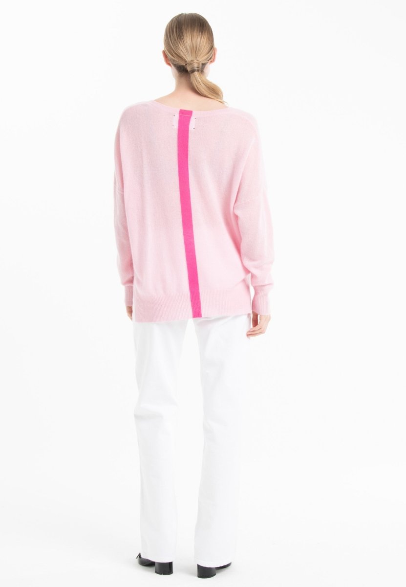 Pull col V cachemire rose baby/rose indien femme - NAMI 23-3